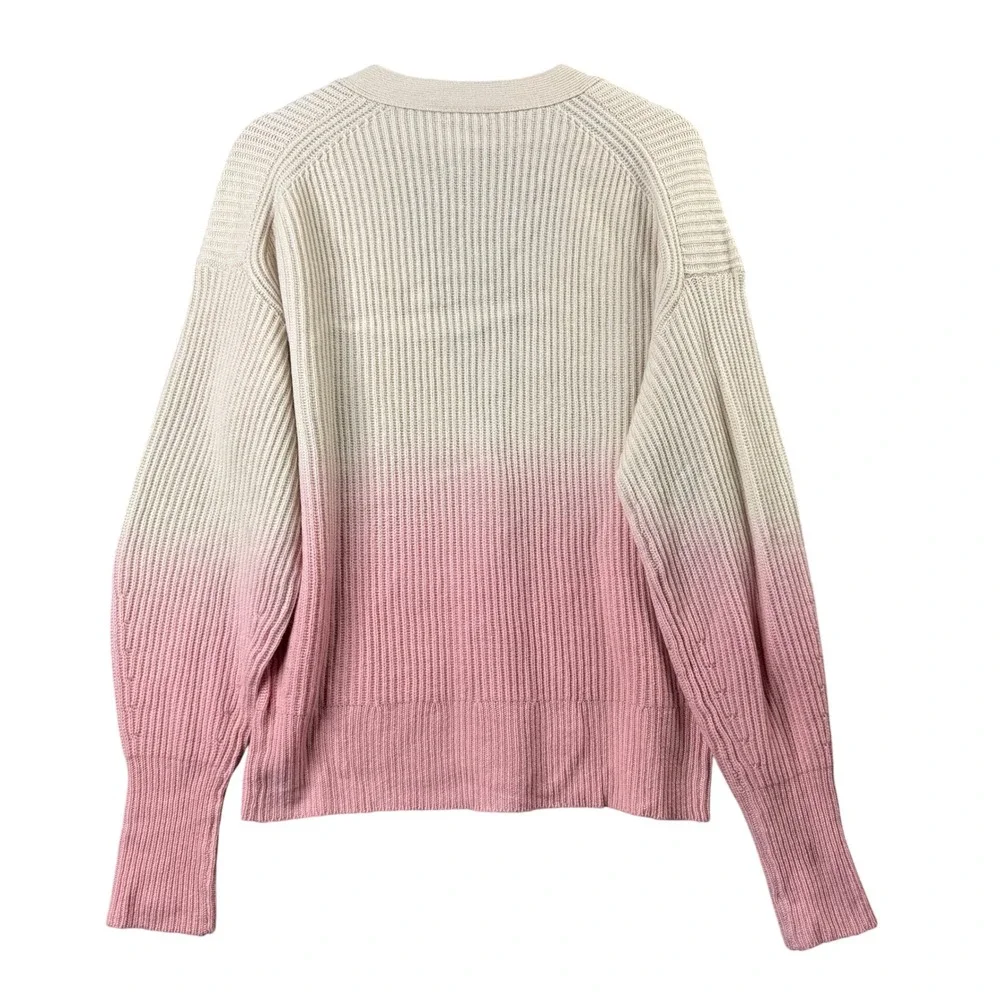 J.Crew Collection Pink Ombre 100% Cashmere Ribbed Cardigan Sweater H7529 Mens M - Picture 3 of 9